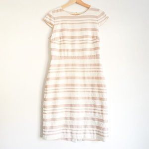 J. Crew Pink Cream Double Striped Cap Sleeve Sheath Dress
